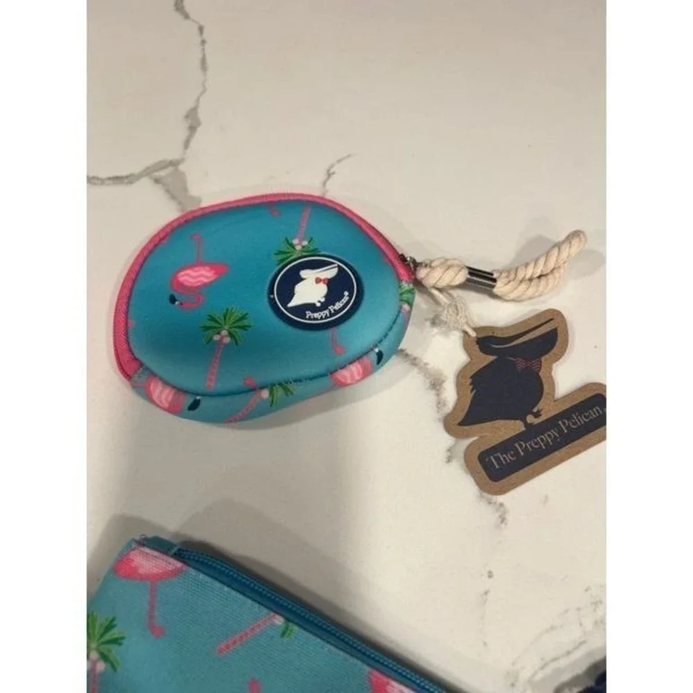 The Preppy pelican flamingo‎ wristlet and coin purse new